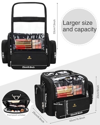 Image of Makeup Brush Case Stand-up Makeup Cup Makeup Brush Holder Travel Professional Cosmetic Bag Artist Storage Bag Large Makeup Bag with Adjustable Divide, 05-Black, 03-Super Large, Makeup Brush Bag