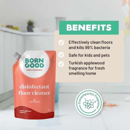 Image of Born Good Plant Based Disinfectant Floor Cleaner Refill 2L Multi-Surface Cleaner for Marble, Granite, Tiles and Wooden Floors Kids and Pet Safe Non-Toxic Biodegradable