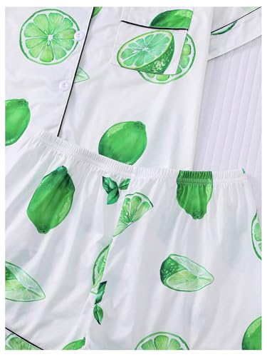 Image of Verdusa Women's 2 Piece Sleepwear Button Down Pajama Sets Short Sleeve Shirt and Shorts