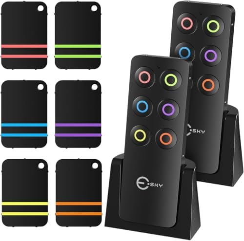 Key Finder, Esky Item Locator with 2 Transmitters and 6 Receivers, 100ft Working Range 85dB Loud Beeps Wireless Item Tracker Support Remote Control for Finding Pet, Wallet and Key, Best Gift for Dad