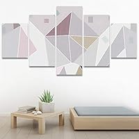 SIGNWIN 5 Panel Canvas Wall Art Modern Art Contemporary Dramatic Geometric Mixed Media Multicolor Patterns for Home Decorations Ready to Hang - 60