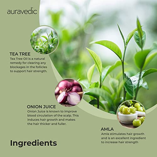 Image of Auravedic Onion Hair Oil Scalp Relief Ayurvedic Hair Oil With Tea Tree Oil For Hair 100ml Amla Hair Oil For Men Herbal Hair Oil For Women Paraben Free