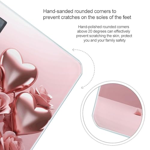 Báscula digital de baño con forma de corazón rosa miniatura 4