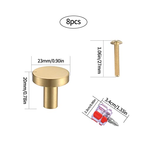 8 Pcs Solid Brass Door Knobs, Round Cabinet Knobs, Single Hole Cupboard Door Handles - Image 2