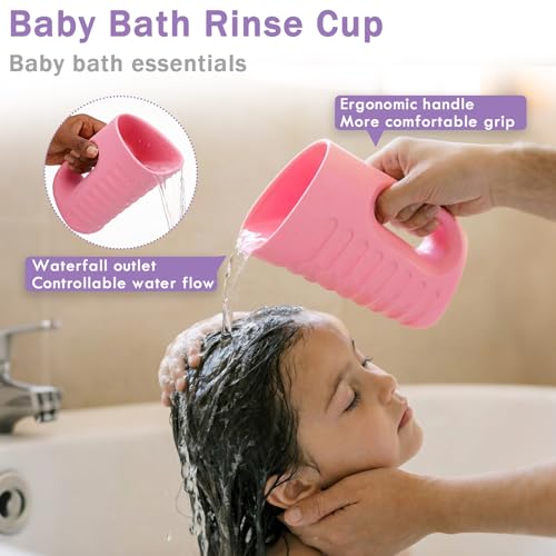 Image of Babylush Baby Bath Rinse Cup & Rinser - 1000ml Soft EVA, 0.3lb Lightweight, BPA-Free Bath Water Pourer, Baby Bath Pitcher, Shower Cup for Kids (Pink)