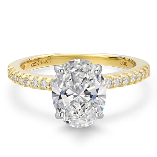 Gem Stone King 0.75-5 Ct IGI Certified Lab Grown Diamond in 14K Two-Tone Gold Engagement Ring For Women | E-F Color | VS1 Clarity | Wedding Anniversary Gold Ring For Women | Available In Size 5-92