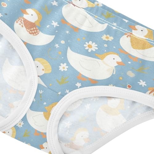 White Ducks Girls' Underwear Cotton Wearing Bonnets Girls Briefs Soft Toddler Underwear 2T4