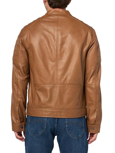 Image of Cole Haan Men's Stand Collar Fully Lined Leather Jacket
