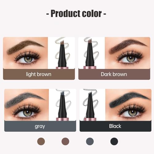 Magic Eyebrow Pencil, 2024 Liquid Eyebrow Pen, 3D Waterproof Eyebrow Pencil, 4 Tip Long Lasting Sweat-proof Eyebrow Pen for Natural Eyebrow Makeup (Light Brown) - Image 3