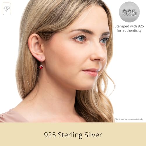 925 Sterling Silver Princess Cut Gemstone Earrings | Hypoallergenic 7mm Square Drop Dangle Earrings for Women in Various Birthstones with Secure Hooks by MAX + STONE2