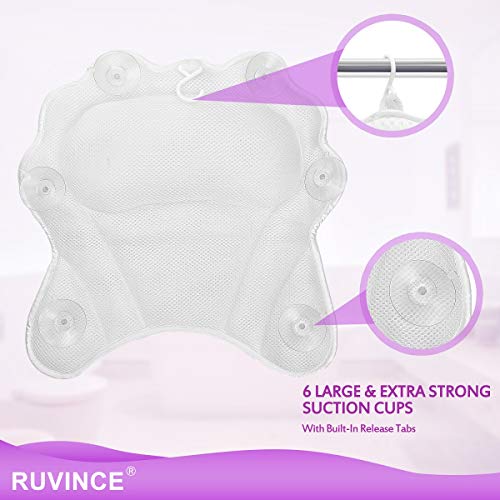 Bath Pillow RUVINCE Luxurious Bath Pillows for Tub Contains 2 Loofah Body Scrubber Ergonomic Bathtub Pillow for Neck,Head & Shoulders