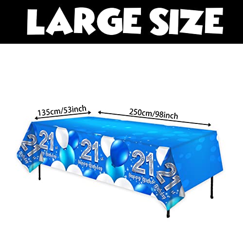 Orikek 21St Birthday Tablecloth Blue 21St Birthday Supplies Decorate Men Women For Indoor Outdoor Party Supplies Plastic Rectangle Table Cover Camping #TOP1