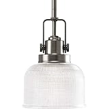 Progress Lighting P5173-81 Archie-One Light Pendant, Antique Nickel Finish with Prismatic Glass