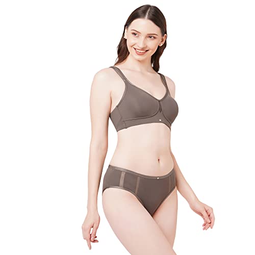 Image of SOIE Women Full Coverage Minimiser Bra with High Waist Brief Set