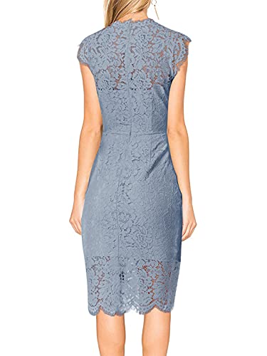 Merokeety LACE001-GRAYBLUE-S Women'S Sleeveless Formal Dress Cocktail Evening Bridesmaid Wedding Guest Midi Dress thumb #2