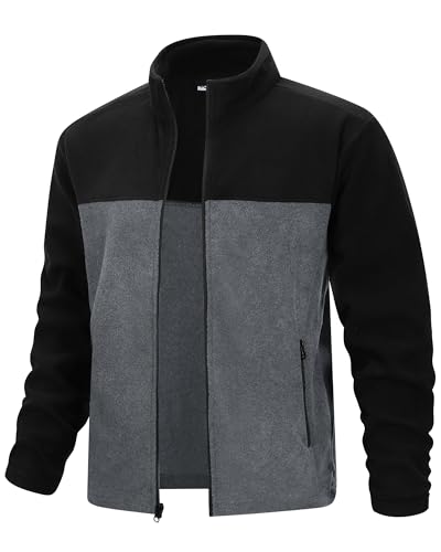 33,000ft Men's Full Zip Fleece Jacket Lightweight Warm Soft Polar Fleece Winter Jacket with Pockets for Casual Hiking Outdoor