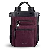 Sherpani Soleil Anti-Theft Convertible Backpack, 3-in-1 Tote, Crossbody Bag, Purse for Women, 18L Lightweight Travel Gift with RFID Protection, Fits 15” Laptop (Merlot)