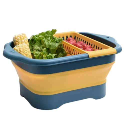 Cuenca De Lavado - Cubo Para La Limpieza | Cesta De Lana Plegable | Camping Dish Washing Station | Bandeja De Vajilla Portátil Salvable Con Tapón De Drenaje | Gadgets Utensilios De Cocina Para L