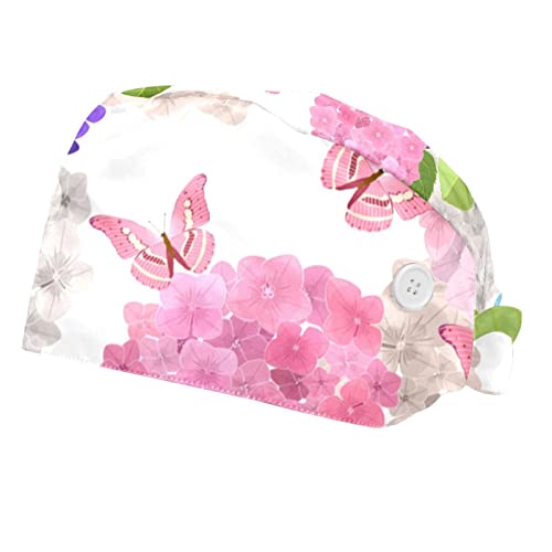 Casquette hortensia rose pour le travail et la cuisine - Couvre-chef confortable 2 pièces