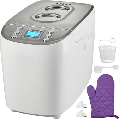 WaaYb 15-in-1 Bread Maker, 3LB Breadmaker Machine, Programmable Digital Bread Machine, Nonstick Ceramic Pan Automatic Breadmaker for Gluten-Free, Dough Maker, Sourdough, Yogurt white