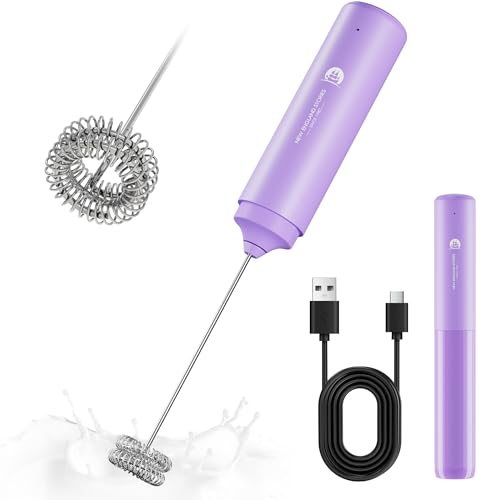 Image of Rechargeable Milk Frother Handheld, 2-IN-1 Dual Spring Whisk Electric Frother Wand for Cappuccino Latte Macchiato, Portable Drink Mixer for Coffee, Matcha, Hot Chocolate