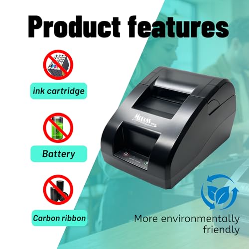 Image of MRBOSS 2 inch 58mm POS Cash Register Portable Thermal Receipt Printer with High Speed Printing USB Bluetooth Interface for Supermarket Restaurant Retail Sales Kitchen Support Windows Android MAC