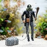 Floating Fish Tank Decoration- Chained Killer of The Deep, Survival Horror Action Figure with Detachable Gas Mask & Weapons - Resin Sinking Ornament with Stone Anchor, Cool DIY Aquarium Decoration