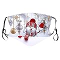 Missli Christmas Theme Cute Print Reusable Face Mask, Cloth Face Covering, Breathable Washable Face Bandanas, Protective Mouth Covering, Adjustable Ear Loops, Anti-Haze Dust