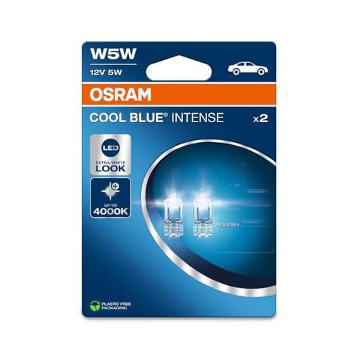 OSRAM COOL BLUE INTENSE W5W, hasta 4.000K, lámpara de señalización halógena, doble blister (2 lámparas)