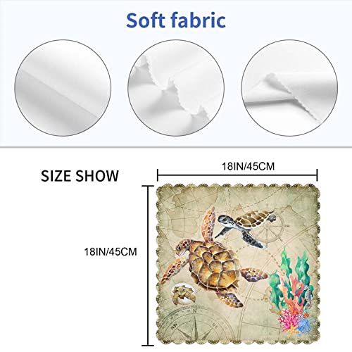 Yibeas Sea Turtle Cloth Napkins Set Of 4 Soft Cub Coral Reef Fragment Old Abstract Pirates Map Polyester Dinner Napkin For Family Restaurant Weddings Parties 18 X 18 Inch #TOP1