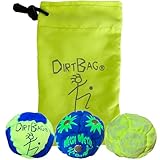DIRTBAG All Star Footbag 3 Pack with Pouch, 100% Handmade, Premium Quality, Bright Vivid Colors, Signature Carry Bag - Fluorescent Yellow/Blue