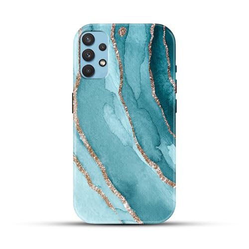 Image of COLORflow Back Cover Compatible with Samsung Galaxy A53 5G | Beautiful Blue Marble Golden Stripes | Designer Printed Glossy Armoured Bumper Back Cover Compatible with Samsung Galaxy A53 5G