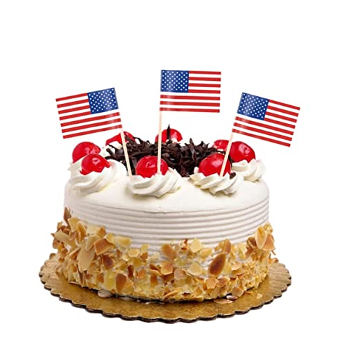 PRETYZOOM 100 Pçs Bandeira América Decoração De Madeira Palitos De Coquetel Palhetas De Bandeira Ame