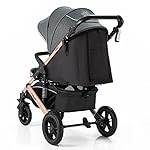 Daliya® Rapidy Buggy Kinderwagen 0-36 Monate Sportwagen mit Liegeposition Wickeltasche, Winterfußsack, Ess- & Spieltisch und mehr (Dunkelgrau - Gold)