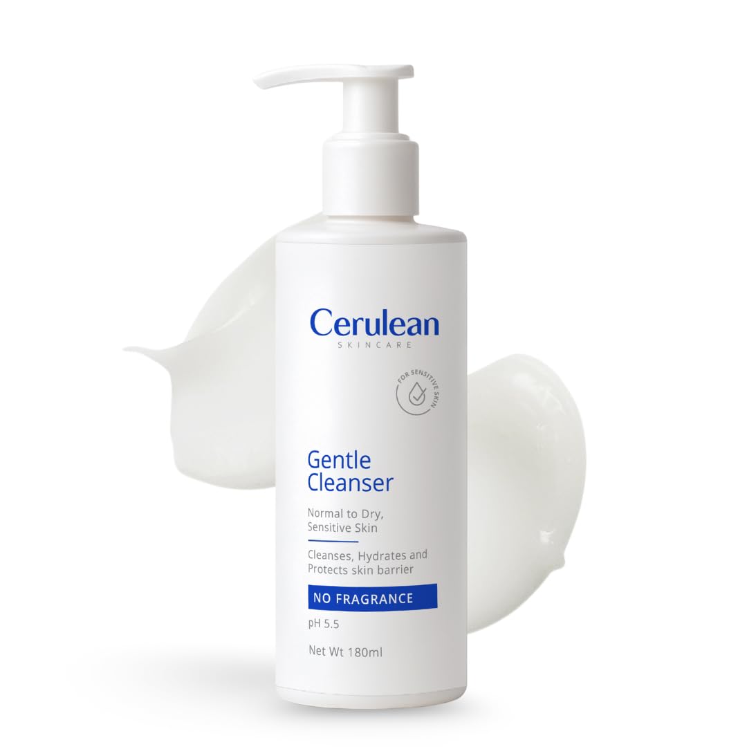 Cerulean Gentle Cleanser for Sensitive to Dry Skin (180ml) - No Foaming Face Wash | Dermatologist Recommended (ph 5.5) | Hydrating Facial Cleanser Removes Impurities & Gently Cleanses Skin | Non-Drying Formula | Non-Comedogenic, Non-Irritating & Fragrance-Free Cleanser | Cleansers For Acne-Prone Skin