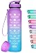 MEITAGIE Trinkflasche, Sport Trinkflasche 1L mit Zeitmarkierungen und Filter, Auslaufsicher BPA-frei Tritan Wasserflasche, Sportflasche für Fahrrad, Fitness, Gym, Kinder, Kohlensäure Geeignet