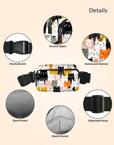 Image of Cat Fanny Pack for Women Belt Bag Fashion Everywhere Waist Pouch Lightweight Crossbody Bags with Adjustable Strap