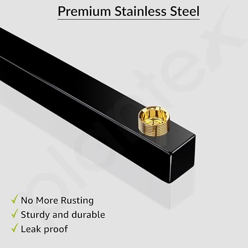Image of Plantex 24-Inch Shower Arm for Overhead Shower /Stainless Steel Shower Pipe /Wall Mount Bathroom Fitting with -Inch Thread - Pack of 1 (Black)