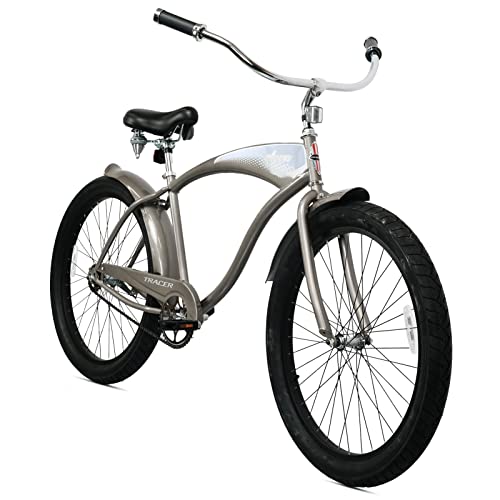 Bicicleta playera Tracer Avera de 26 pulgadas, ruedas gruesas 26x3.0, transmisión de una velocidad con freno contrapedal, marco ligero de acero aleado, apta para hombres, mujeres y adolescentes miniatura 2