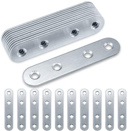 Flachverbinder Gorffy 20 Stück 80 × 17 × 1.75mm Flachverbinder Edelstahl Holzverbinder Lochplatte Metall Flachwinkel für Verbinder Edelstahl Silber Verbindungsplatte Flacheisen Gelocht