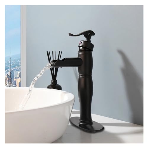 Grifo de lavabo negro anti-salpicaduras monomando para sustituir grifería vieja de baño