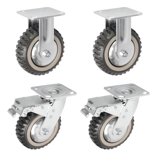 4 Pieces 150mm Heavy-Duty Castors Swivel Castors with Brake ...
