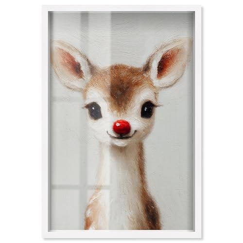 Baby Rudolph Shadowbox Print Christmas Wall Decor by Art Remedy,