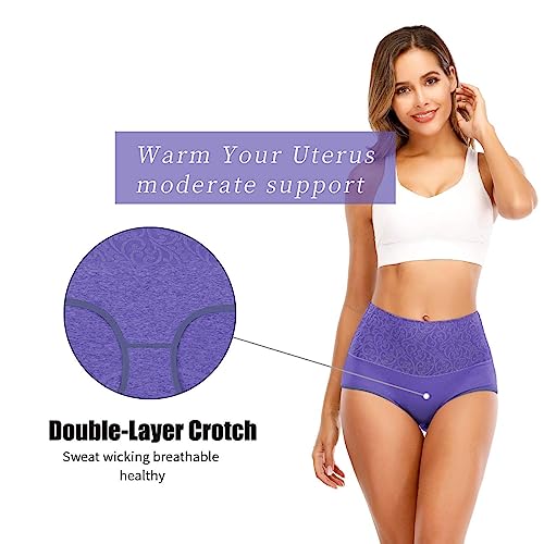 Senllori Women High Waisted Cotton Underwear Tummy Control Briefs Ladies Soft Full Coverage Panties Multipack #TOP3