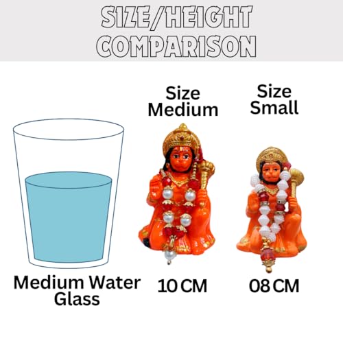 Image of Hanuman Ji Idol for Pooja Room & Home Decor | Bajrangbali Murti with Gada | Resin Statue for Temple, Office & Car Dashboard | Spiritual Gift Item (8 cm)