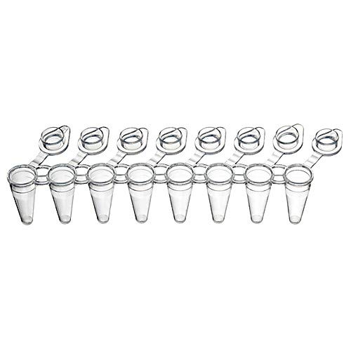 Labcon 1141N55PK, 3921-550-000-9 PurePlus Real Time 8-Well PCR Tube Strip with White Well and Optically Clear Attached Cap, in Bag, 0.1mL Capacity, Pack of 120