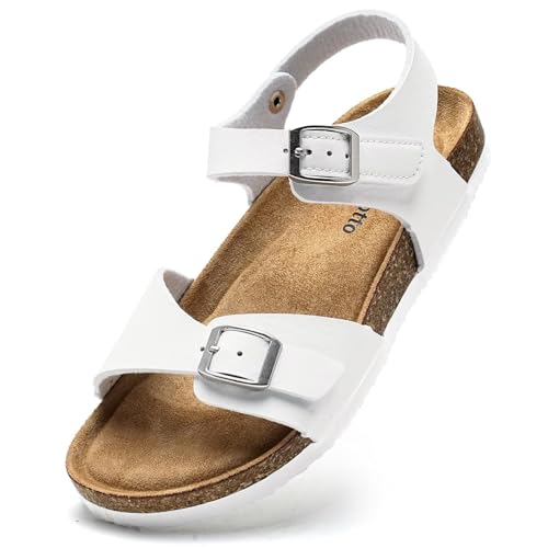 Image of Torotto Toddler Kids Sandals Boys Girls Cork Footbed Sandals with Adjustable Buckle Casual Slides Open Toes Flat