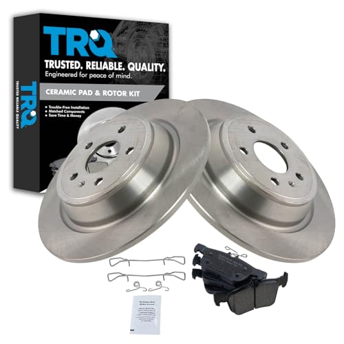 Image of TRQ Rear Brake Pad and Rotor Set Ceramic Solid Rotors