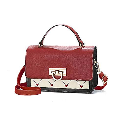 Sac à bandoulière en couleur de contraste et détails en forme de cœur