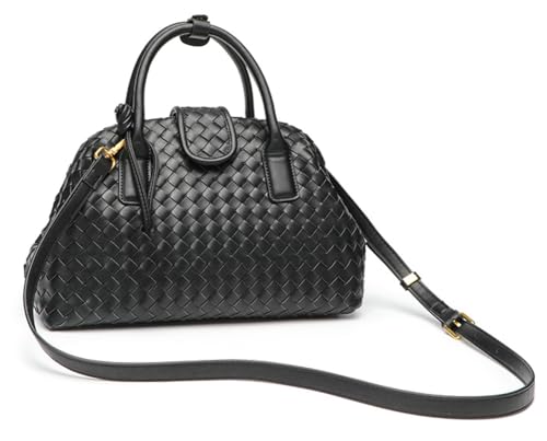 Slouchy PU Leather Woven Boston Bag Women Underarm Shoulder Hobo Bags Crossbody Purse Top-handle Tote Handbag 20252